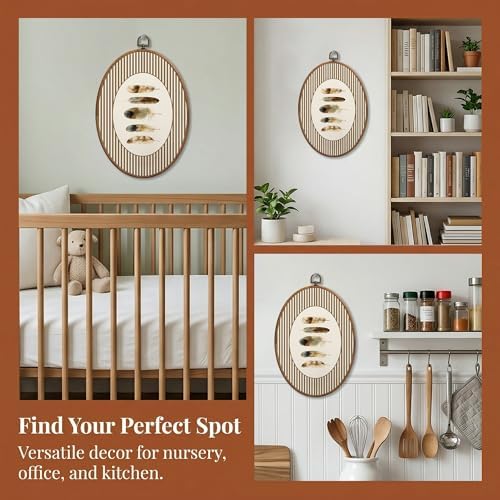 SONMYSULIL Bird Feather Boy Nursery Wall Art Decor, Kids Playroom Oval Wall - Image 5
