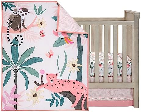 Lambs & Ivy Enchanted Safari Leopard/Lemur Jungle 3-Piece Baby Crib Bedding Set - Image 2