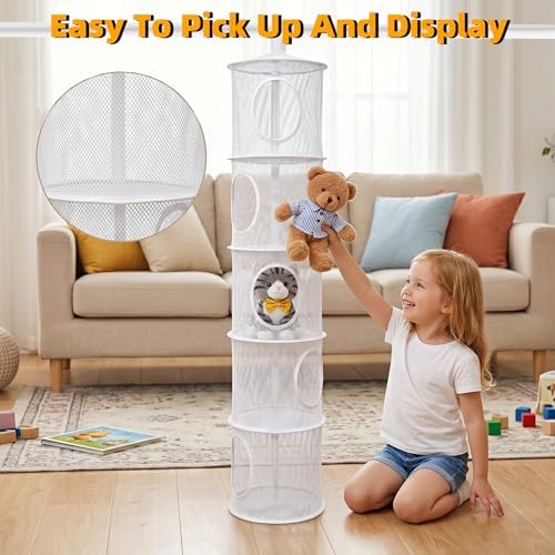 Hanging Stuffed Animal Storage Hammock Net 5 Tiers - Image 5