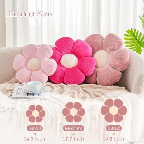 Kcvvcr Pink Flower Pillow, 17.7" Cute Flower Shaped Floor Pillow, Aesthetic - Image 2