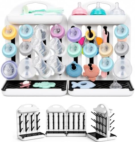 Baby Bottle Drying Rack 2 Pack, 24-Hook Modular Vertical Bottle Drying Rack by Flybok