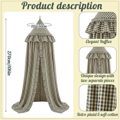 SmoothNovelty Gingham Plaid Bed Canopy - Image 2