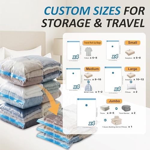 Vacuum Storage Bags with Hand Pump, Vacuum Seal Space Saver Bags, 20 Combo - Image 3