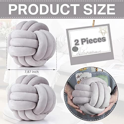 Namalu 10.6 Inches 2 Pcs Knot Pillow Decorative Throw Pillow, Light Gray - Image 2