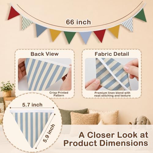 Playroom Wall Decor Pennant Banner Flags 5.5Ft - Image 3