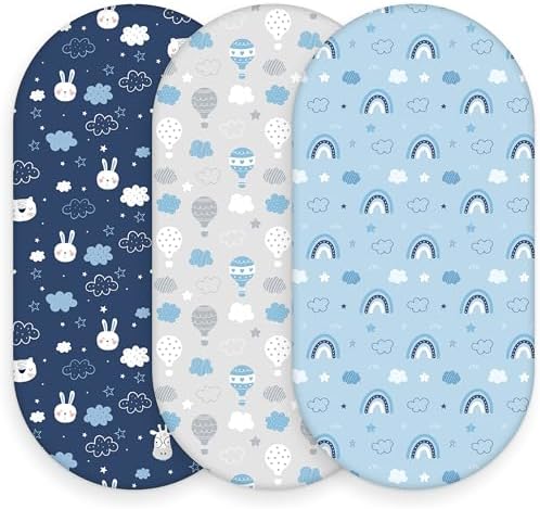 Baby Bassinet Sheets, 3 Pack Fitted Bassinet Mattress Sheets, Compatible by FIEMOL