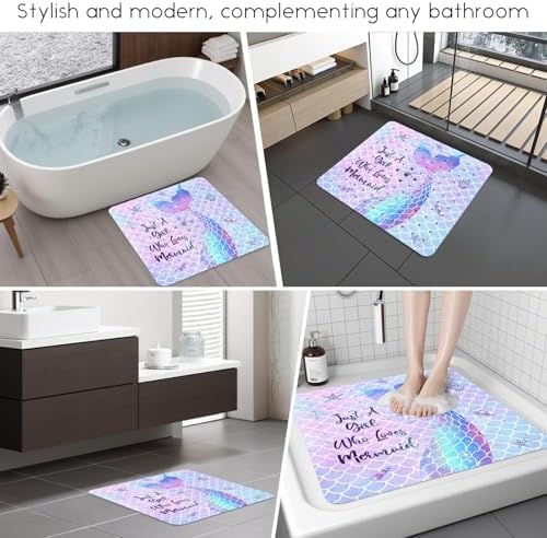 Bathtub Mat Non Slip, Mermaid Square Bath tub Mat Shower Floor Mat - Image 6
