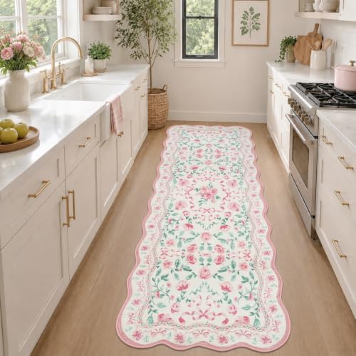 Rugalia Bow Floral Washable Runner Rug, 2x6 Pink Rug Runners - Image 5