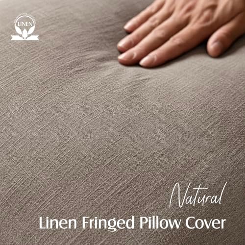 Foindtower Decorative Linen Fringe Lumbar Throw Pillow Covers Cozy Boho - Image 2