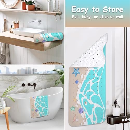 Non Slip Bathtub Mat, Extra Long Ocean Bath Mat - Image 5