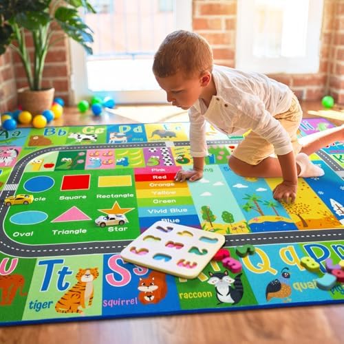 HOMORE Kids Educational Rug, 4x6 Green Kids Rugs - Image 3