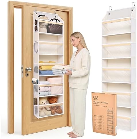 5 Tiers Natural Bamboo Over Door Organizer by ORDOVIBE