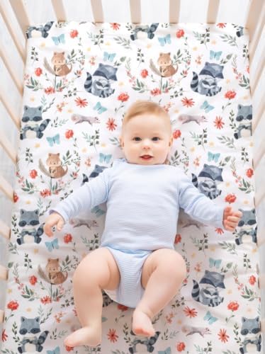 4 Pack Woodland Forest Animals Wood Neutral Unisex Fitted Baby Crib Sheets Set - Image 4