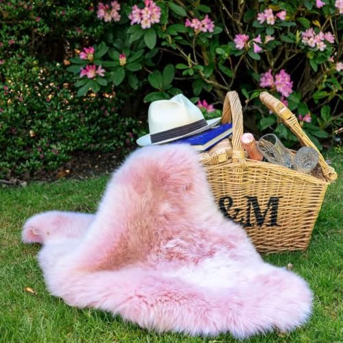Genuine Real NZ Sheepskin Area Rug Fluffy Lambskin Living Room Pink 2x3.2ft - Image 6