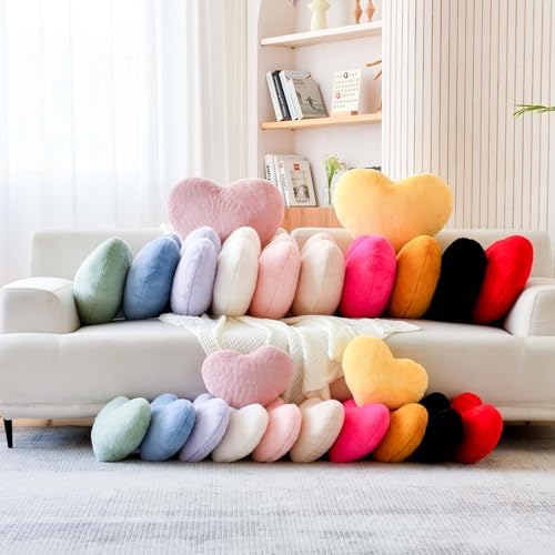 XVTRU Peach Pink Heart Pillows, Cute Heart Decorative Pillow, Heart Shaped - Image 6