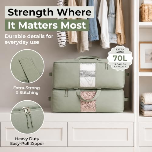Soft Canvas Storage Bags with Zipper. Thick Breathable - Image 3