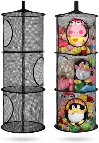2Pcs Hanging Stuffed Animal Storage Hammock Net 3 Tiers by coastalrose