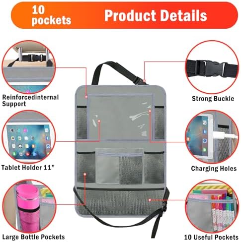 Backseat Car Organizer, Kick Mat Back Seat Protector - Image 6