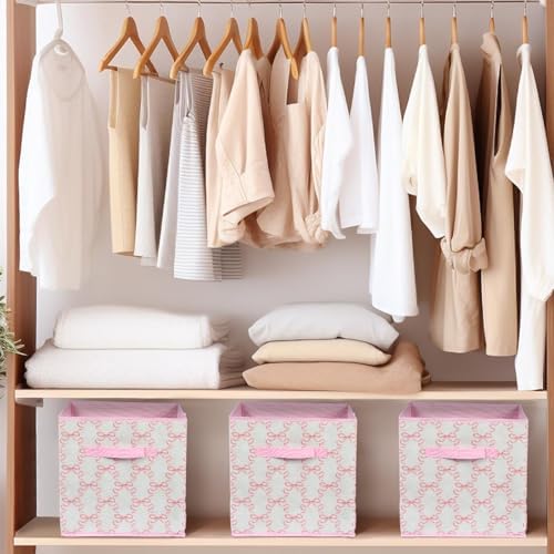 6 Pcs Pink Bow Cube Storage Bins 12.5 Inch Storage Basket - Image 4