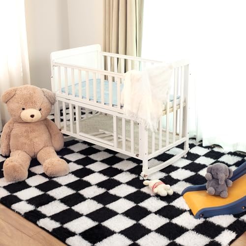 Super Soft Rug for Bedroom, 3x5 Ft Black and White Area Rug Classic Checkered - Image 6