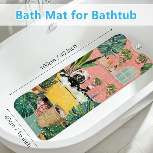 Cute Cat Bath Mat for Tub Non Slip, Machine Washable Cats Tub Mats - Image 2