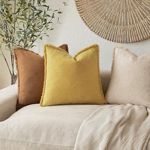 Foindtower Decorative Linen Fringe Throw Pillow Covers Cozy Boho Farmhouse - Image 5
