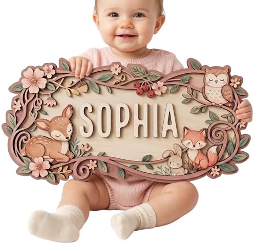 Custom Woodland Nursery Name Sign by AydansUniqueFinds