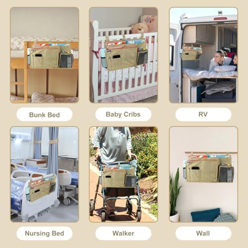 Surblue Bedside Caddy Hanging Bed Organizer Storage Bag Pocket - Image 6