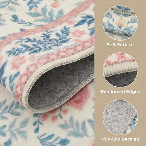 Joydeco Boho Floral Washable Circle Area Rug - Image 6