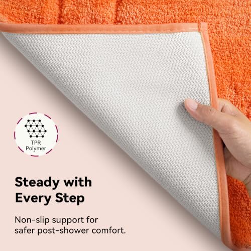 GRANNY SAYS Orange Bathroom Rug 24" x 48", Non-Slip Microfiber Bath Mat - Image 4