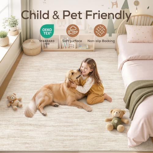 Nakagishi Boho 5x7 Area Rug Living Room Rugs Machine Washable Beige - Image 4