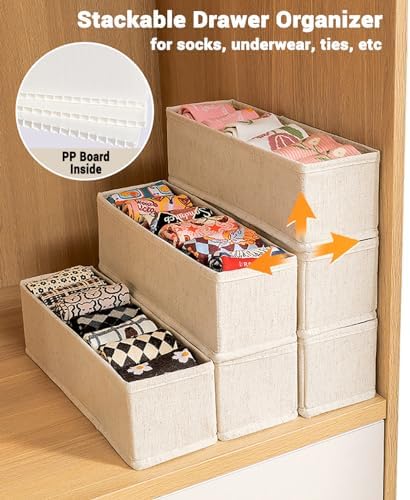 MURRI&MURRDI Mini Foldable Clothes Drawer Organizer 6 Pcs, Fabric Drawer - Image 5
