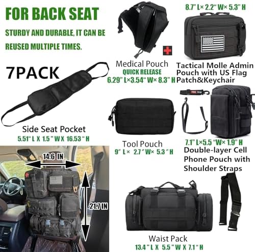 7 PACK Tactical Seat back organizer Truck organizer - Image 3