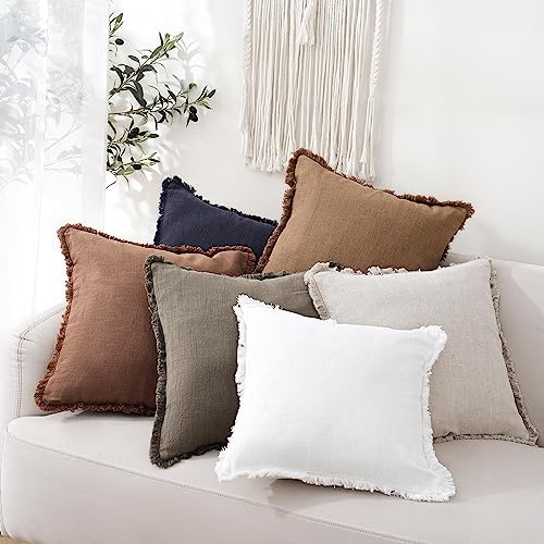 Foindtower Decorative Linen Fringe Throw Pillow Covers Cozy Boho Farmhouse - Image 6