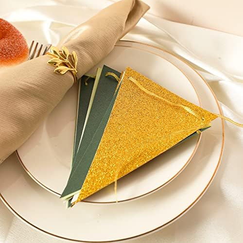 Fonder Mols Paper Pennant Party Decorations Large Gold Green, Triangle Flags - Image 6