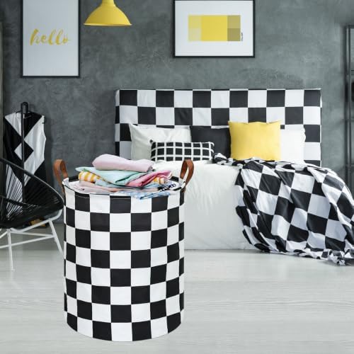 MAIZMZ Checkered Flag Canvas Storage Basket 63L Waterproof Laundry Hamper - Image 2