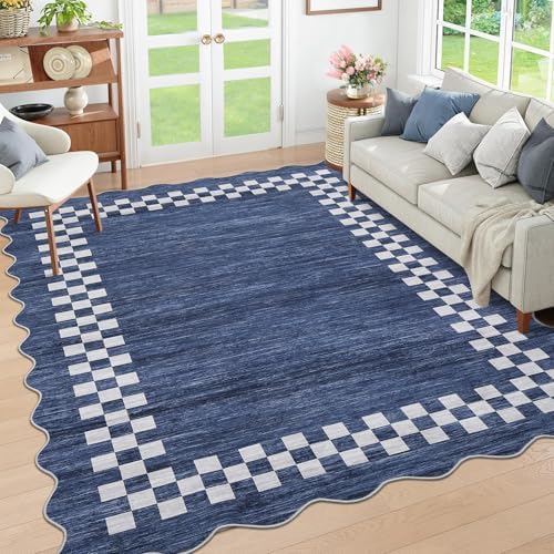 GarveeHome Area Rug 6x9 Large Living Room Non Slip Washable Scalloped Rug by GarveeHome