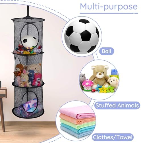 Basumee Hanging Stuffed Animals Storage, 2 Pack Mesh Plush Storage - Image 5