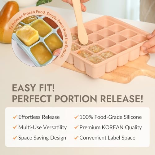 Baby Food Storage Silicone Cubes, Ocean Blue, 20 Cubes 0.8oz - Image 6