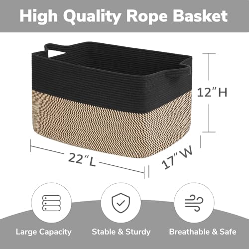 Goodpick 75L Extra Large Woven Blanket Basket - Image 3