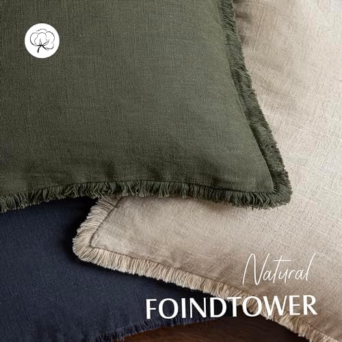 Foindtower Boho Linen Fringe Lumbar Throw Pillow Covers 12×20 Dark Green - Image 4
