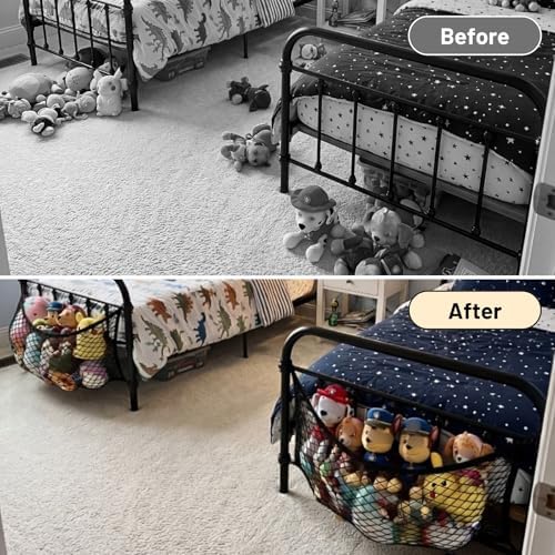 Stuffed Animal Storage Net for Kids, 2 Pack Bedside Toy Organizer Net - Image 3