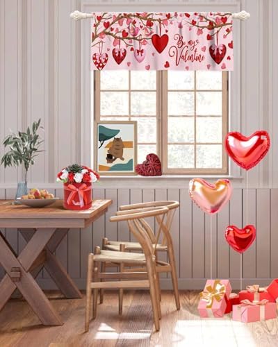 Vandarllin Pink Valentine's Day Kitchen Curtains Valances - Image 3
