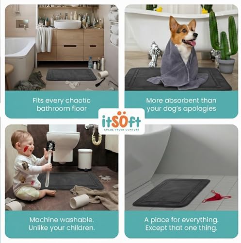 ITSOFT Memory Foam Bath Mat 31x20, Non Slip, Machine Washable, Quick Dry & - Image 6