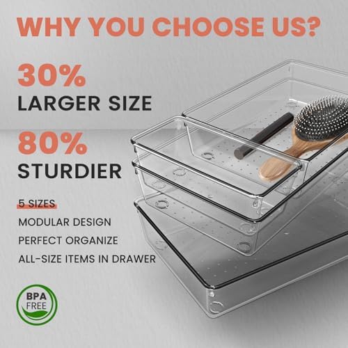 Large Clear Plastic Drawer Organizer 28 Pack - Image 3