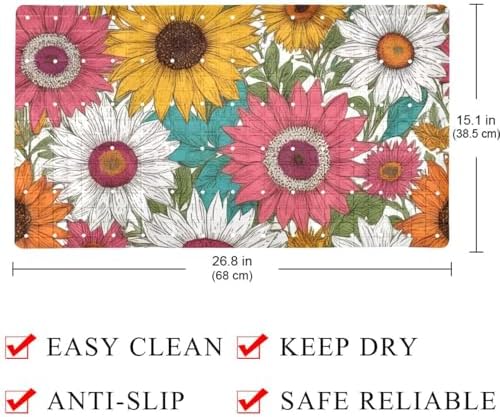 Shower Mat Non Slip, Colorful Daisies Anti Slip Bath Mat - Image 4