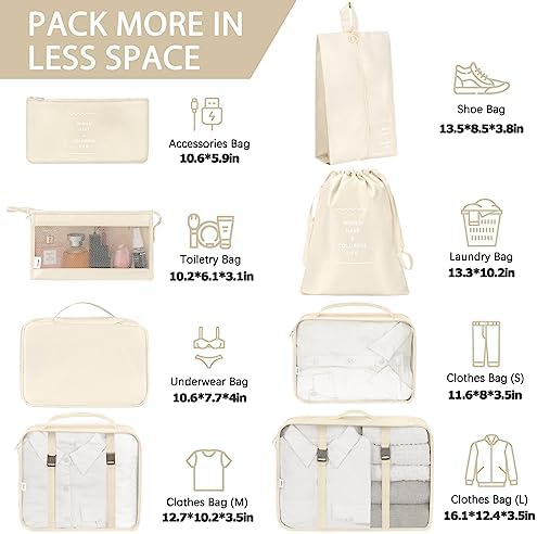 KPX 8 Set Packing Cubes for Travel, Luggage Packing Organizers Accessories - Image 2