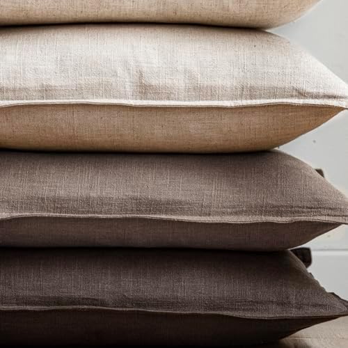Foindtower Linen Solid Decorative Throw Pillow Covers 16x16 Light Coffee - Image 5