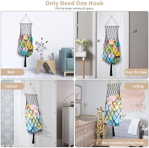 68 Inch Stuffed Animal Storage Net Corner Stuffy Hammock - Image 3