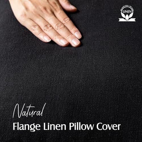 Foindtower Linen Solid Decorative Throw Pillow Covers 18x18 Inch Black - Image 2